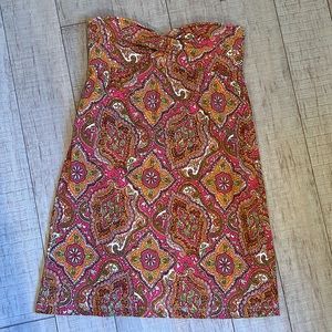 Tommy Bahama strapless summer dress, nicely padded/lined bra, bright print